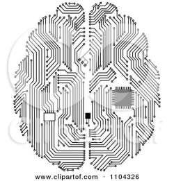 Black And White Circuit Brain With A Computer Chip Posters, Art ...