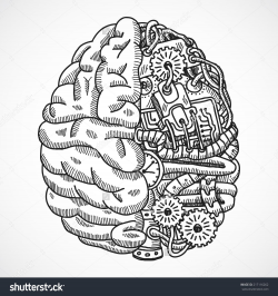 Human brain as engineering processing machine sketch concept vector ...