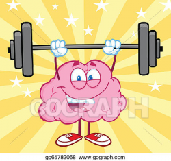 Vector Stock - Happy brain lifting weights. Clipart Illustration ...