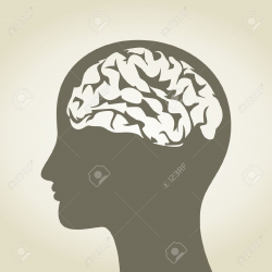 Illustration head with brain clipart