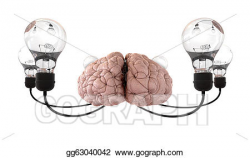 Drawing - Brain and lightbulb imagination white. Clipart Drawing ...