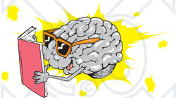 Clipart Illustration of a Smart Brain Wearing Shades And Reading ...