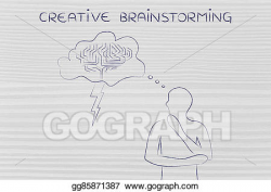 Stock Illustration - Man with stormy brain thought bubble, creative ...