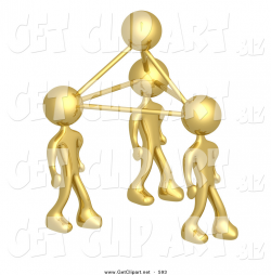 3d Clip Art of Golden Business People Connected by Atoms ...