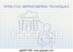 Stock Illustration - Lightning bolt & rain of ideas on thought ...