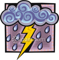 Rain Storm With Lightning - Royalty Free Clipart Picture
