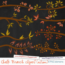 Chalk Autumn Branches Clipart, Chalk Autumn Tree Clip Art, Fall Tree ...