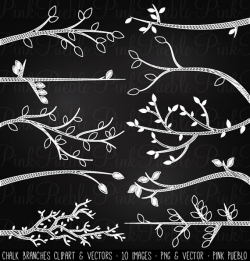 Chalkboard Branch Silhouettes Clipart Clip Art Chalk Tree