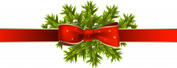 Red Christmas Ribbon with Pine Branches PNG Clipart Image | Gallery ...