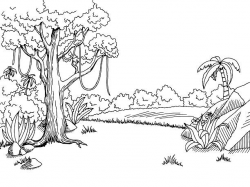 jungle clipart black and white 1 | Clipart Station