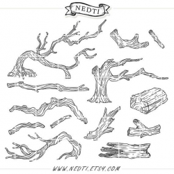 Tree Branch Clip Art - Wood Branches Clipart - Trees Hand ...