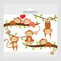 Monkey Girl Digital Clipart / Cute Monkey Girls Clip art For ...