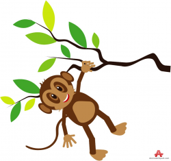 Branch clipart monkey - Pencil and in color branch clipart monkey