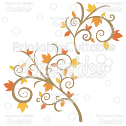 Fancy Swirls Autumn Branch Flourishes SVG Cutting Files & Clipart