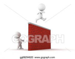 Stock Illustration - 3d man jumps over wall. Clipart gg68294620 ...