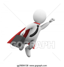 Clipart - 3d flying businessman super hero superman in a ...
