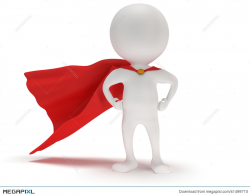 3D Man - Brave Superhero With Red Cloak Illustration 41499710 - Megapixl