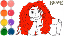 How to Draw & Color Princess Merida Brave | Drawing on & Learning 4 ...