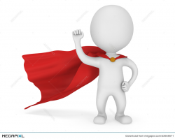 3D Man Brave Superhero With Red Cloak Illustration 43555571 - Megapixl