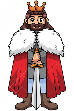 Brave Warrior King Holding Sword Vector Cartoon Clipart | Bravest ...