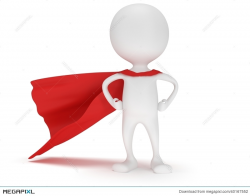 3D Man - Brave Superhero With Red Cloak Illustration 40167552 - Megapixl