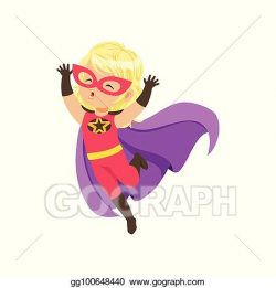 Vector Stock - Comic brave girl kid in superhero red costume ...