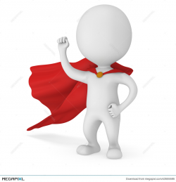 3D Man Brave Superhero With Red Cloak Illustration 43555585 - Megapixl