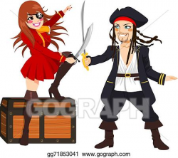 Vector Art - Brave pirates fighting over treasure. Clipart Drawing ...