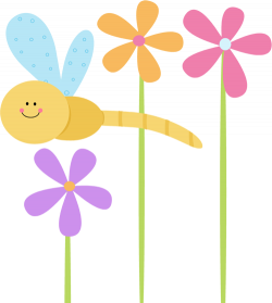 dragonfly clip art | Dragonfly and Flowers Clip Art Image - cute ...