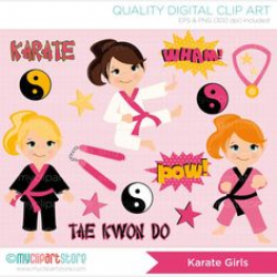 Digital Clipart - Karate Girls for Scrapbooking, Invitations, Paper ...