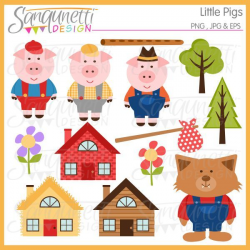Three Little Pigs Clipart | Classic theme, Embroidery and Third