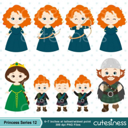 Princess Digital Clipart, Princess Clipart, Brave Clipart, Merida ...