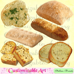 Italian Bread Clipart Digital Italian Garlic Bread Loaf Slice Piece ...