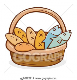 EPS Illustration - Five bread and two fish in a basket ...