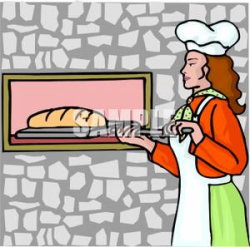 Woman Baking A Loaf of Bread - Royalty Free Clipart Picture