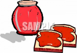 Two Pieces of Bread with Jam on Them Next To a Jar of Jam - Royalty Free