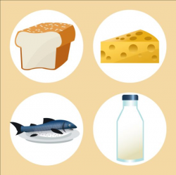 Cheese with bread and milk fish icons free download