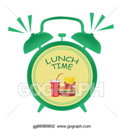 Vector Clipart - Lunch time clock. Vector Illustration gg66989852 ...