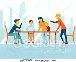 Vector Clipart - Business meeting. people talking and working in ...