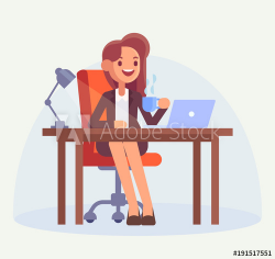 Business woman or office clerk working at her desk. Woman ...