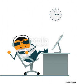 Illustration vector of cartoon businessman relaxing on swivel chair ...