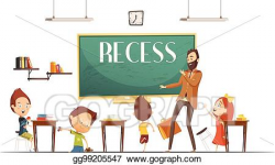 Vector Stock - Primary school recess break cartoon illustration ...