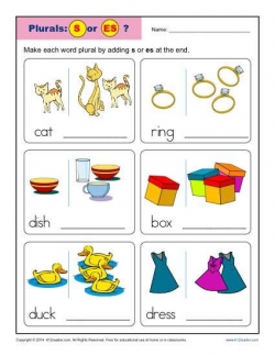 Kindergarten Worksheets - Pluran Nouns add an S or ES | Plural nouns ...