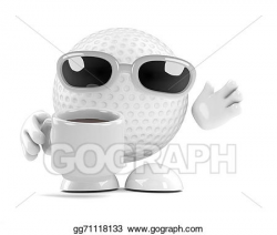 Stock Illustration - 3d golf ball tea break. Clipart Illustrations ...