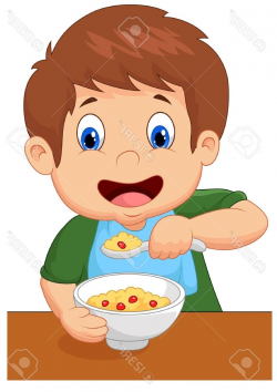 Boy Eating Breakfast Clipart - Letters