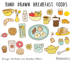 Hand Drawn Clipart Doodles Clip art - Breakfast Clipart - Food ...