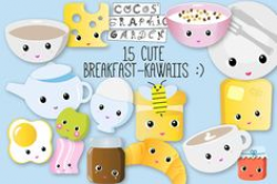 Kawaii Breakfast Clipart - Hearty Breakfast Download - Kawaii Design ...