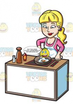 A Woman Cooking A Sunny Side Up Egg For Breakfast