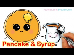 How to Draw Cartoon Pancake and Syrup Breakfast Cute and Easy - YouTube