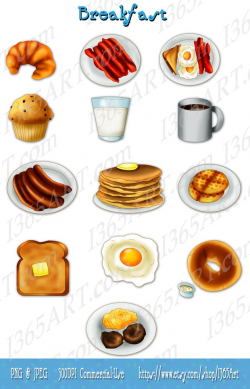 Breakfast Clipart clip art, Graphics, Invitations, bacon, eggs, pancakes,  sausage, waffles
